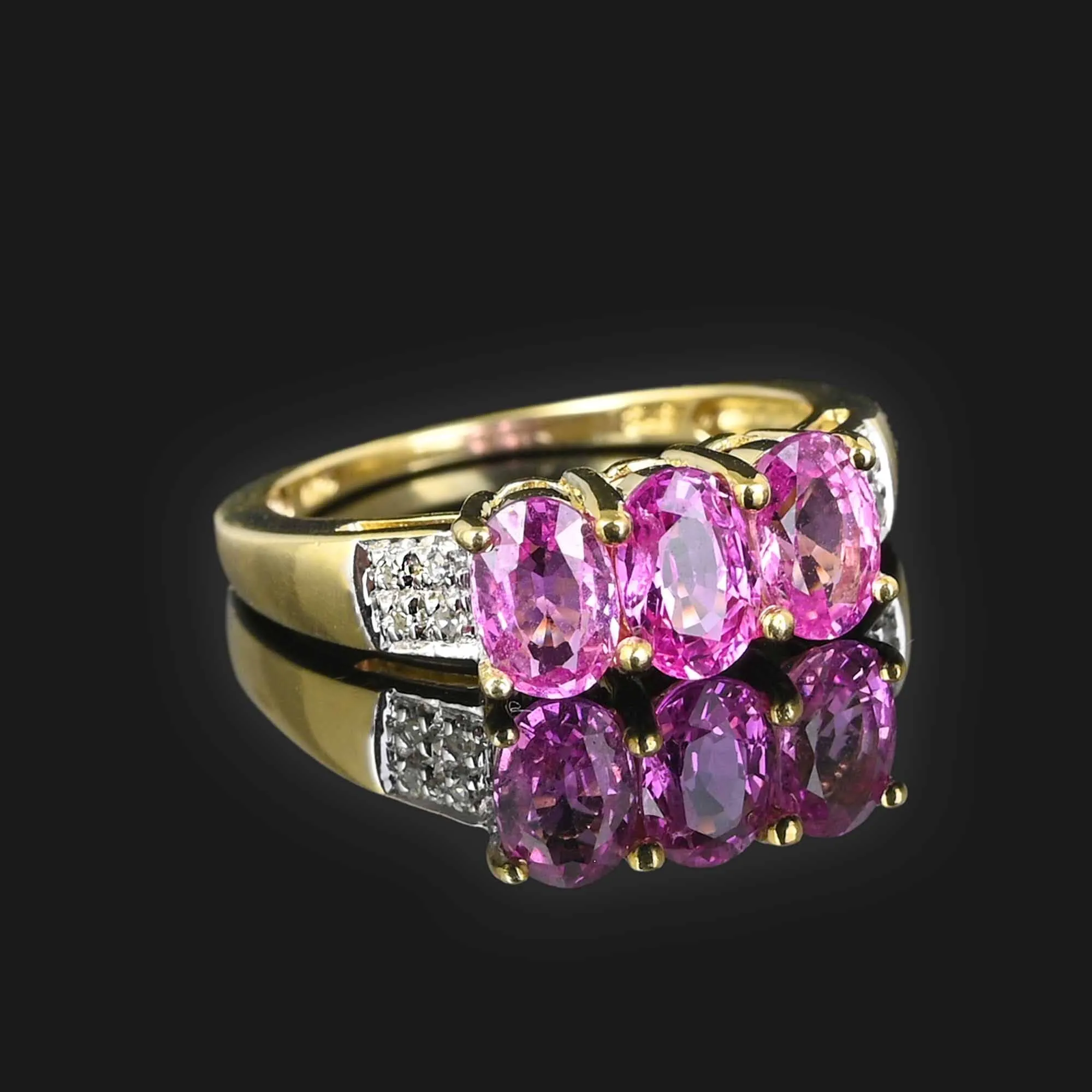 Vintage Diamond Pink Sapphire Ring in 14K Gold