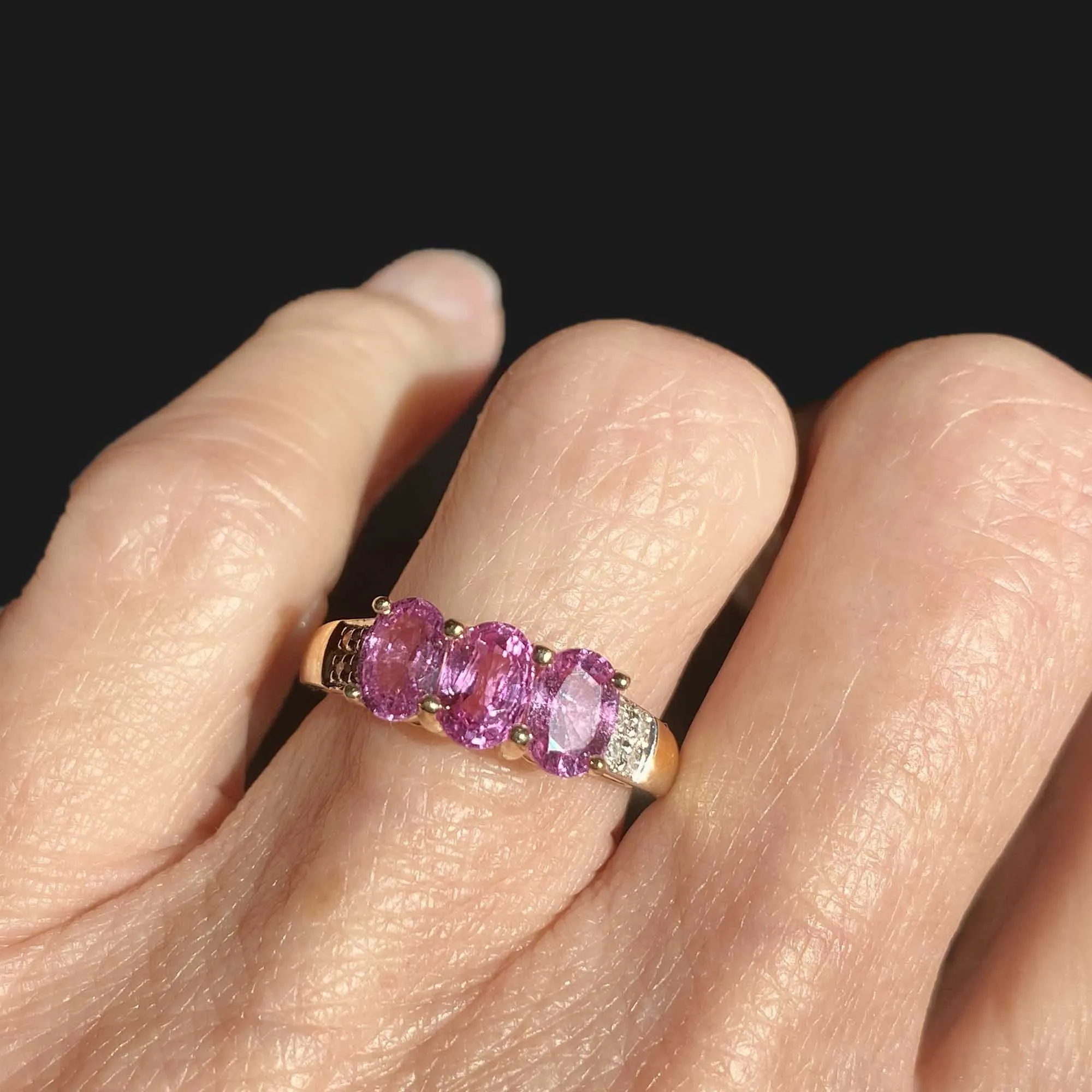 Vintage Diamond Pink Sapphire Ring in 14K Gold