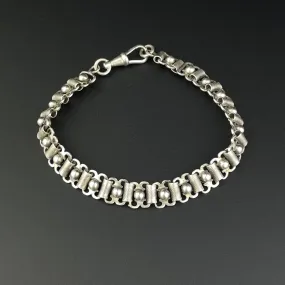 Vintage French Silver Fancy Link Book Chain Bracelet