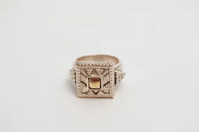 Vintage Kazakh Style Sterling Silver and Gold Ring