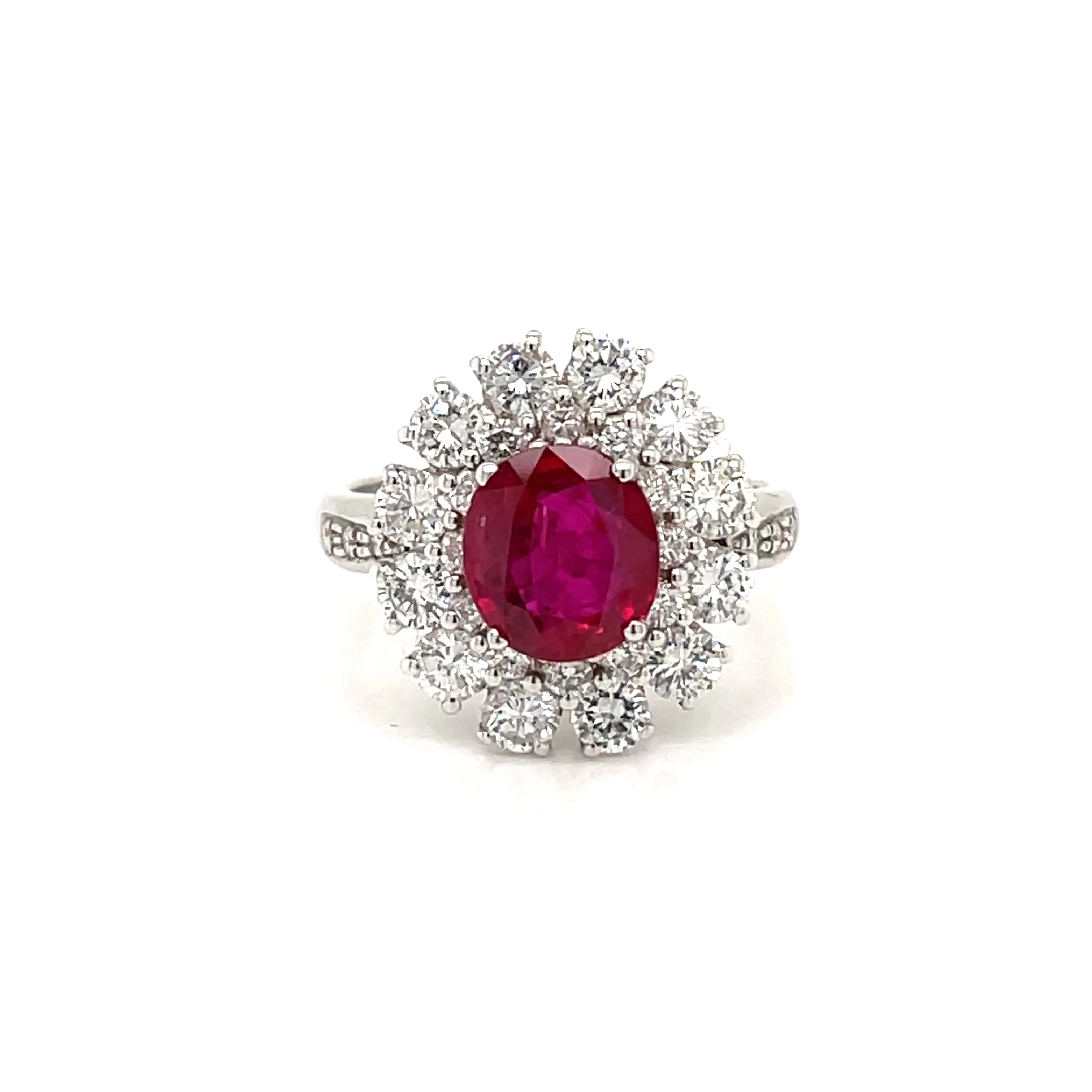 Vintage Ruby Diamond Gold Cluster Ring