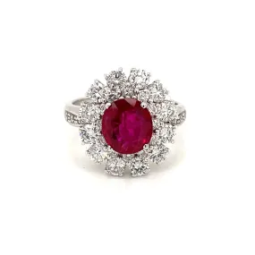 Vintage Ruby Diamond Gold Cluster Ring