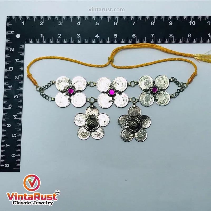 Vintage Silver Kuchi Coins Choker Necklace