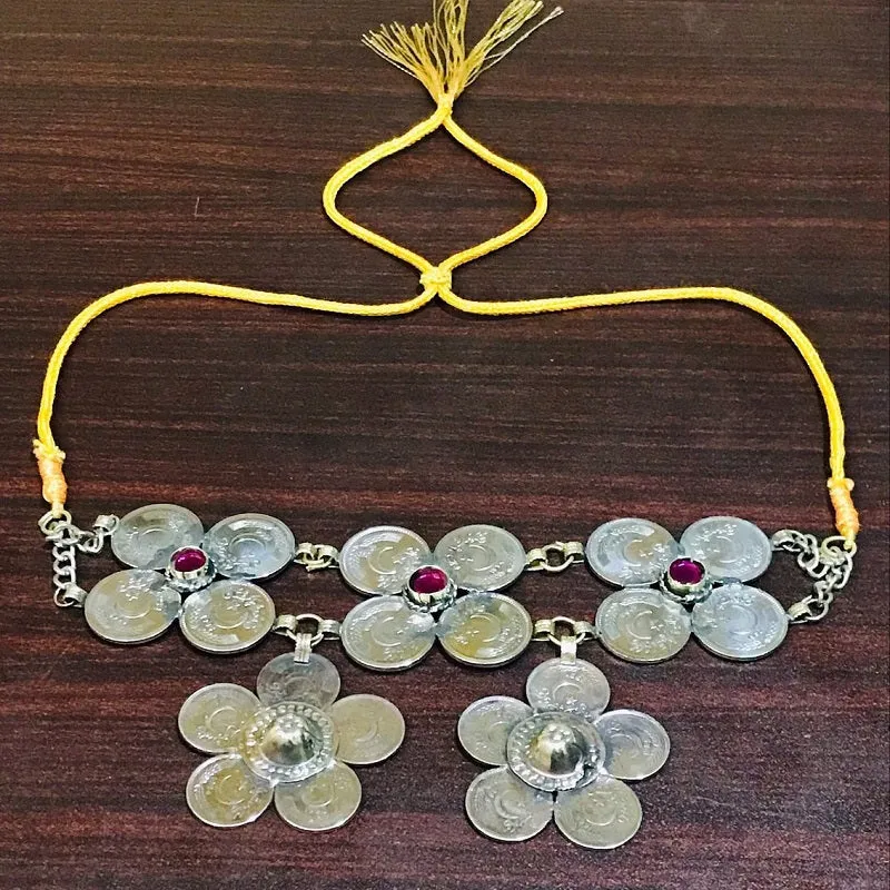 Vintage Silver Kuchi Coins Choker Necklace