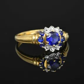 Vintage Solitaire Blue Sapphire Ring in 10K Yellow Gold