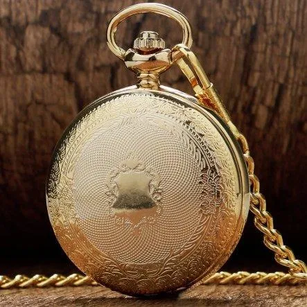 Vintage Steampunk Mechanical Full Hunter Pocket Watch- Golden Spot