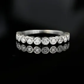 Vintage White Gold Half Hoop Diamond Ring Band