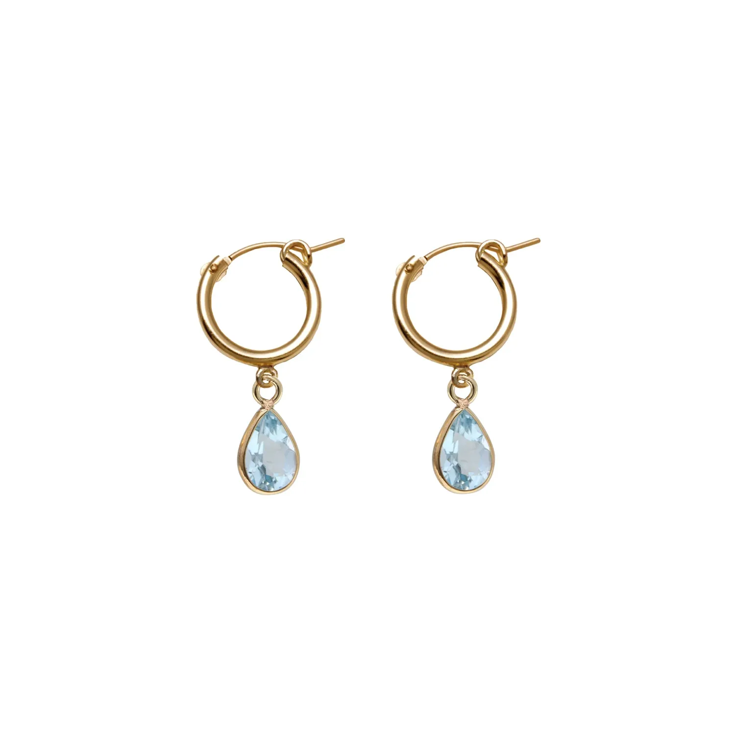 Von Treskow Yg Filled 15mm Lever Hoop Earrings w/ 9x6mm Pear Blue Topaz