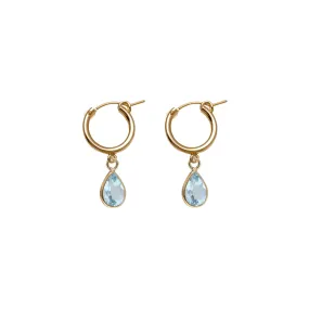 Von Treskow Yg Filled 15mm Lever Hoop Earrings w/ 9x6mm Pear Blue Topaz