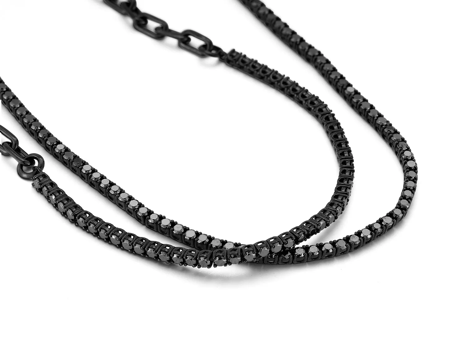 WF CLASSIC 18K BLACK GOLD AND BLACK DIAMOND TENNIS NECKLACE