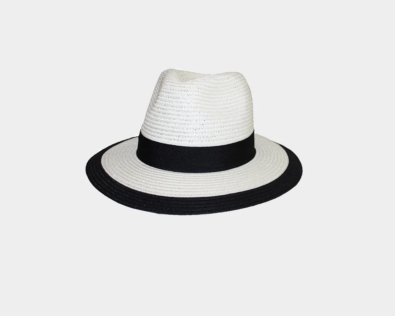 White & Black Fedora Style Sun Hat - The Globetrotter