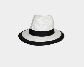 White & Black Fedora Style Sun Hat - The Globetrotter