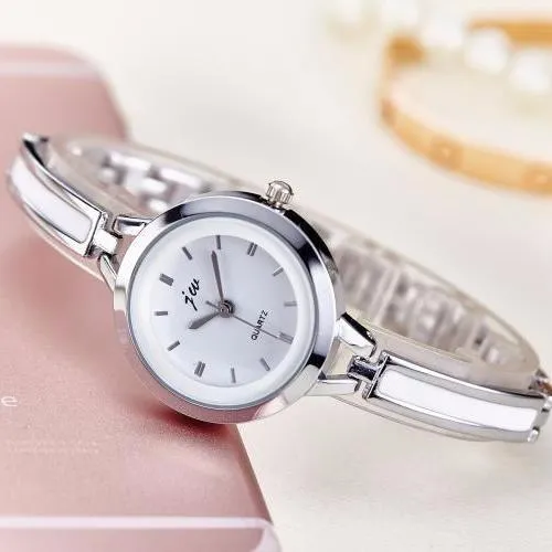 White Enamel Ladies Cup Chain Bracelet Watch for Woman