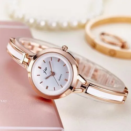 White Enamel Ladies Cup Chain Bracelet Watch for Woman