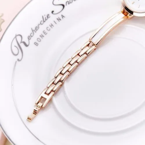 White Enamel Ladies Cup Chain Bracelet Watch for Woman