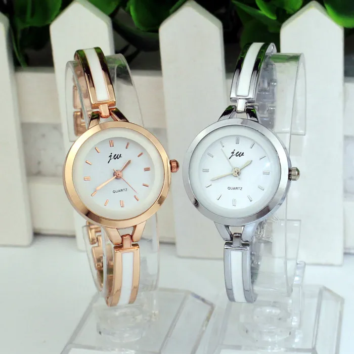 White Enamel Ladies Cup Chain Bracelet Watch for Woman