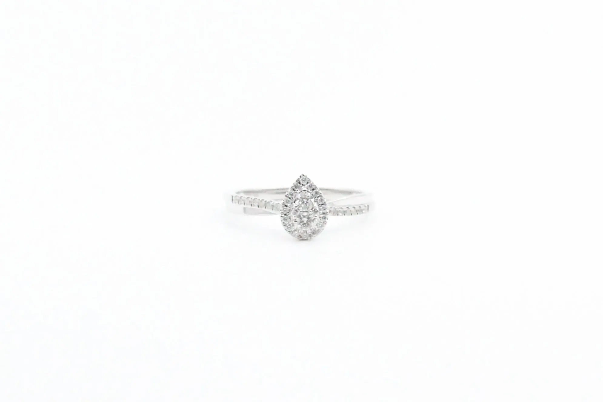 White Gold Pear Shaped Cluster Promise Ring