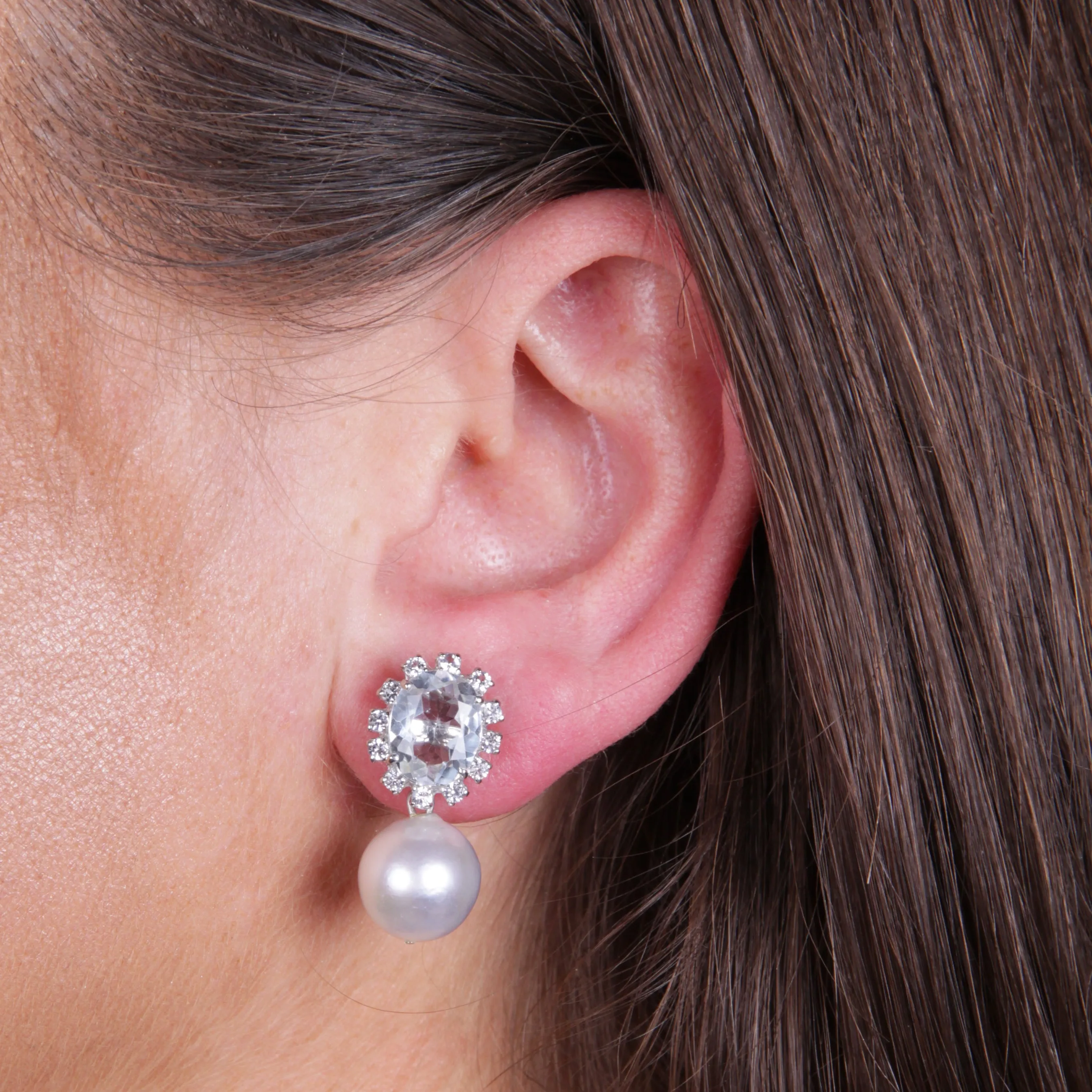 White Topaz and Pearl Earrings