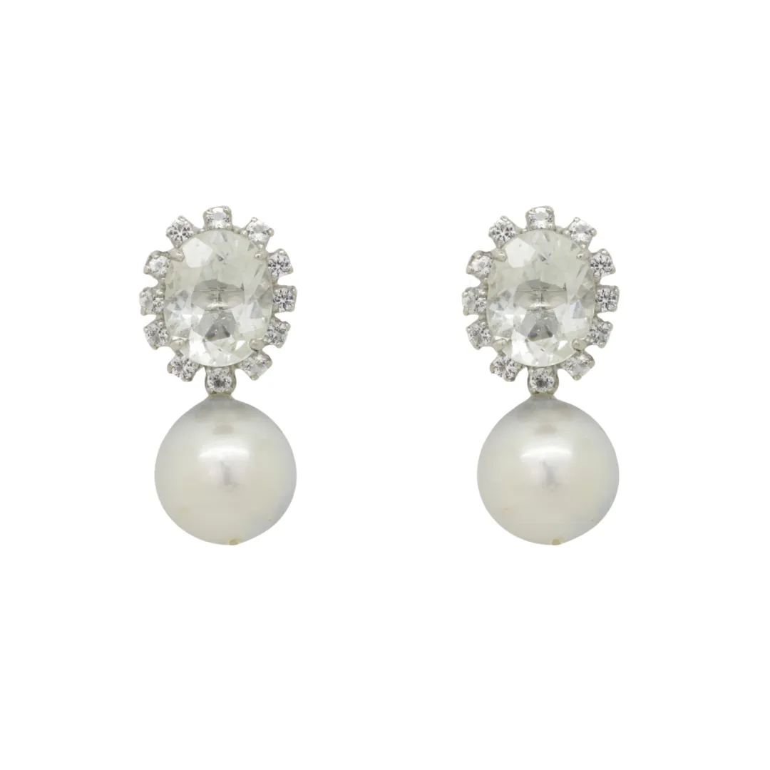 White Topaz and Pearl Earrings