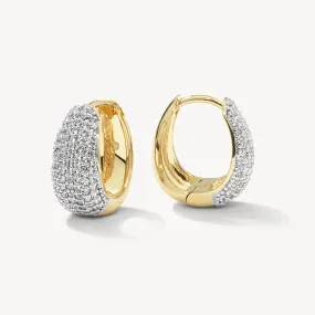 White Topaz Pave Dome Huggies in Gold