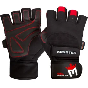 Wrist Wrap Weight Lifting Gloves w/ Gel Padding - Black/Red