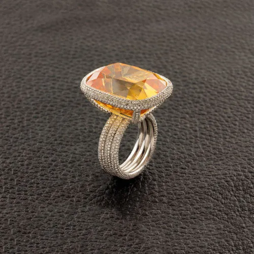 Yellow Sapphire & Diamond Ring