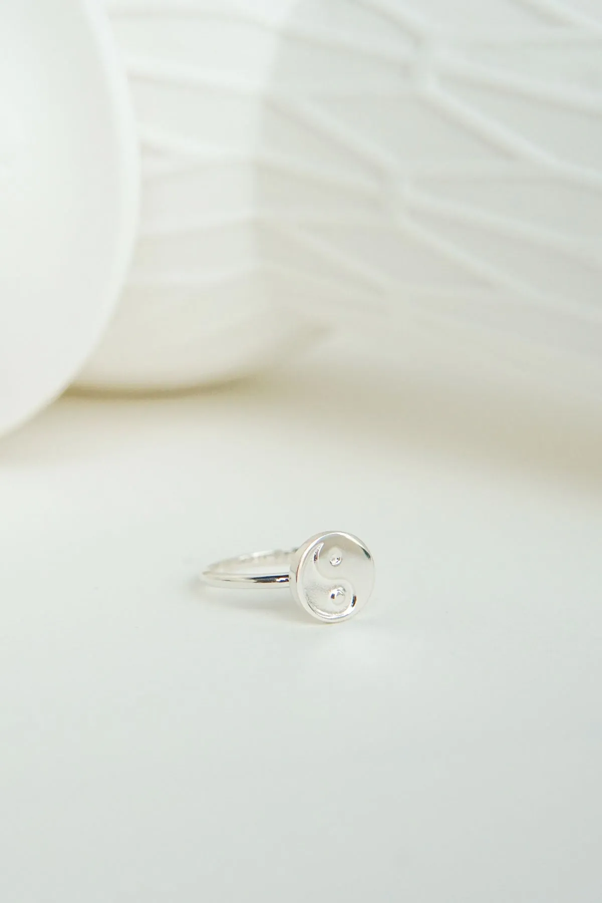 Yin yang coin ring silver